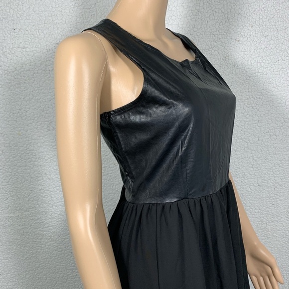 White Crow Women's M Faux Leather Bodice Maxi Dress - Picture 3 of 7